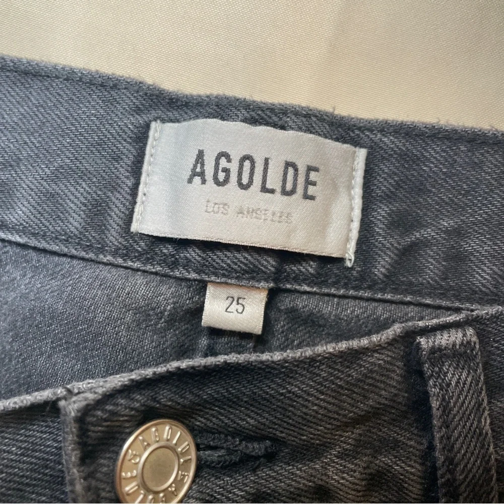 Agolde- Ripley Straight-Leg Jeans High Rise Black Photogram Size 25 Ankle Crop